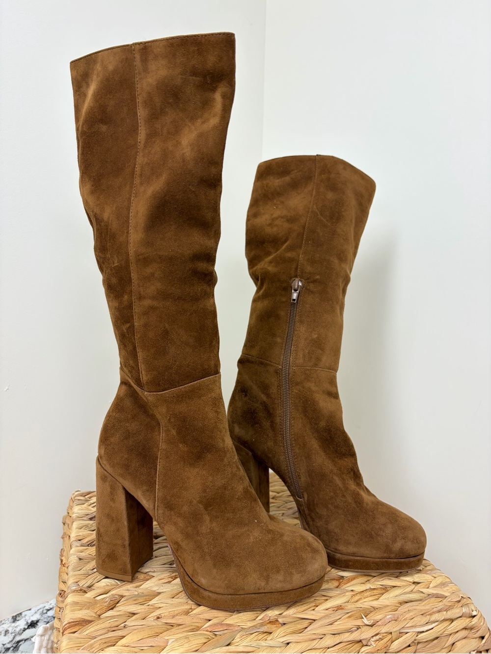 Steve Madden Chestnut Suede Over-the-Knee Platform Boots